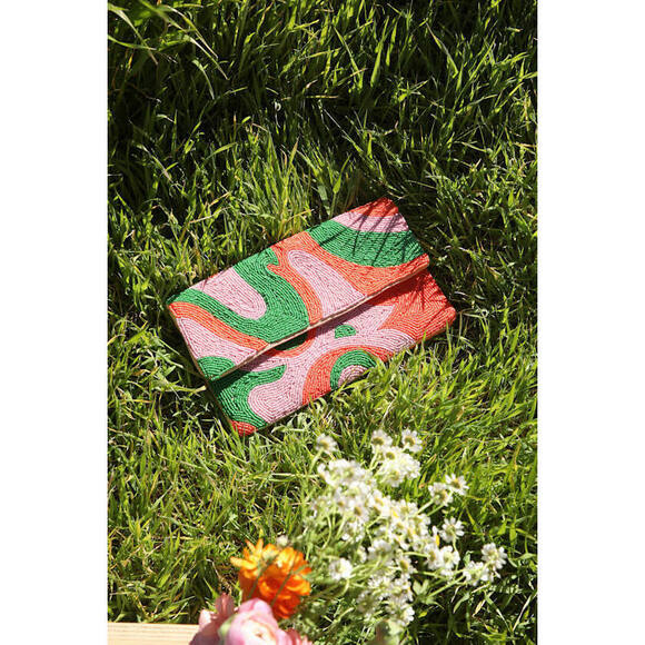 Lulus Accessories - Lulus Audacious Attitude Pink Multi Beaded Clutch